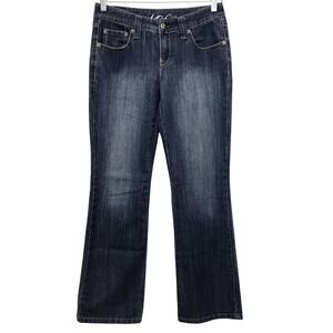 INC Denim Womens 2 Jeans Y2K Bootcut Blue Sequin Rhinestone Pockets Sandblast